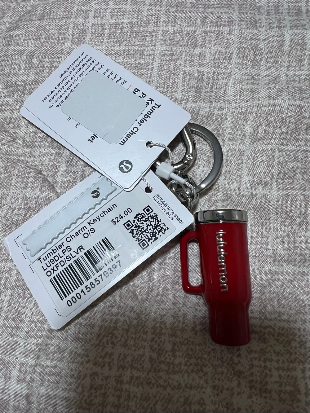 lululemon athletica Red Tumbler Charm Keychain